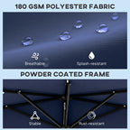 2.6 m Half Garden Parasol with Solar LED Lights and Tilt, Dark Blue