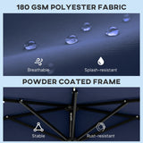 2.6 m Half Garden Parasol with Solar LED Lights and Tilt, Dark Blue