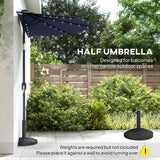 2.6 m Half Garden Parasol with Solar LED Lights and Tilt, Dark Blue