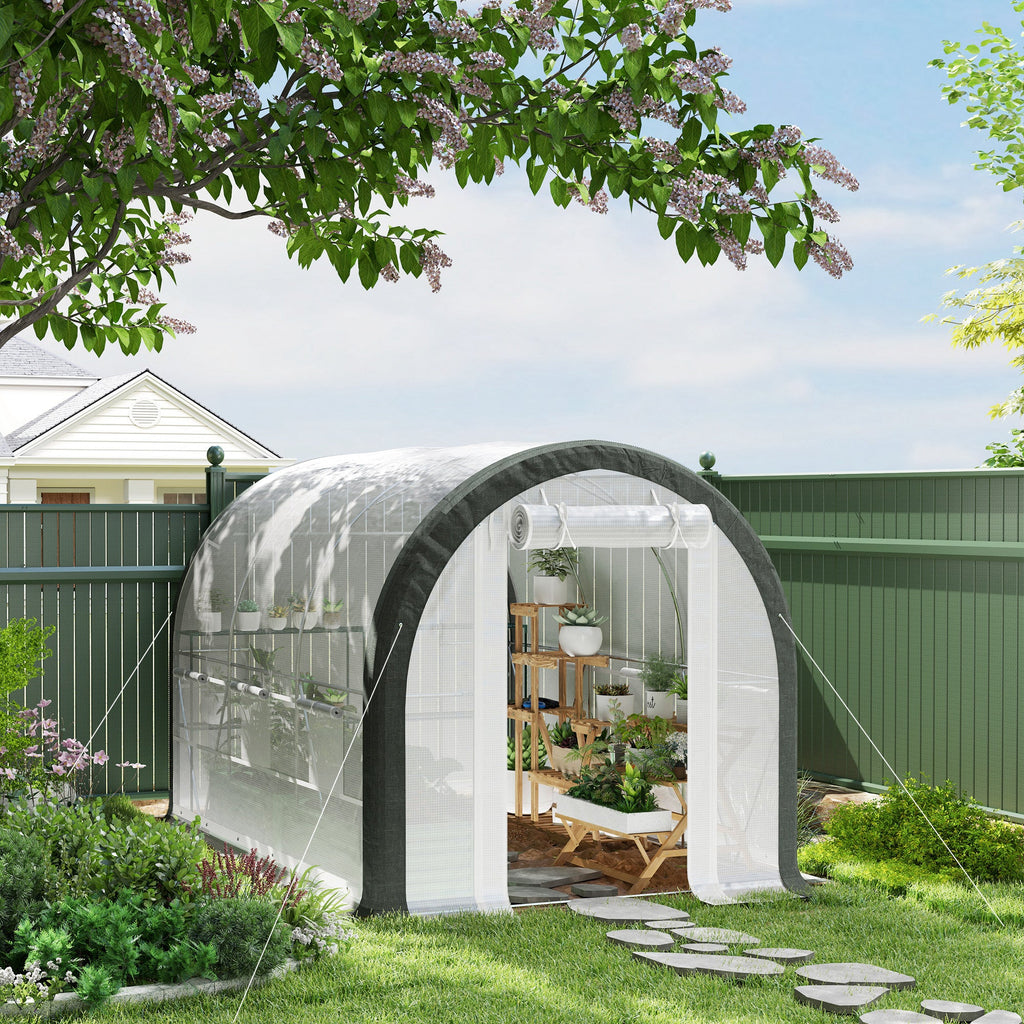 10' x 6.6' x 6.6' Walk-in Tunnel Greenhouse with 6 Windows, White