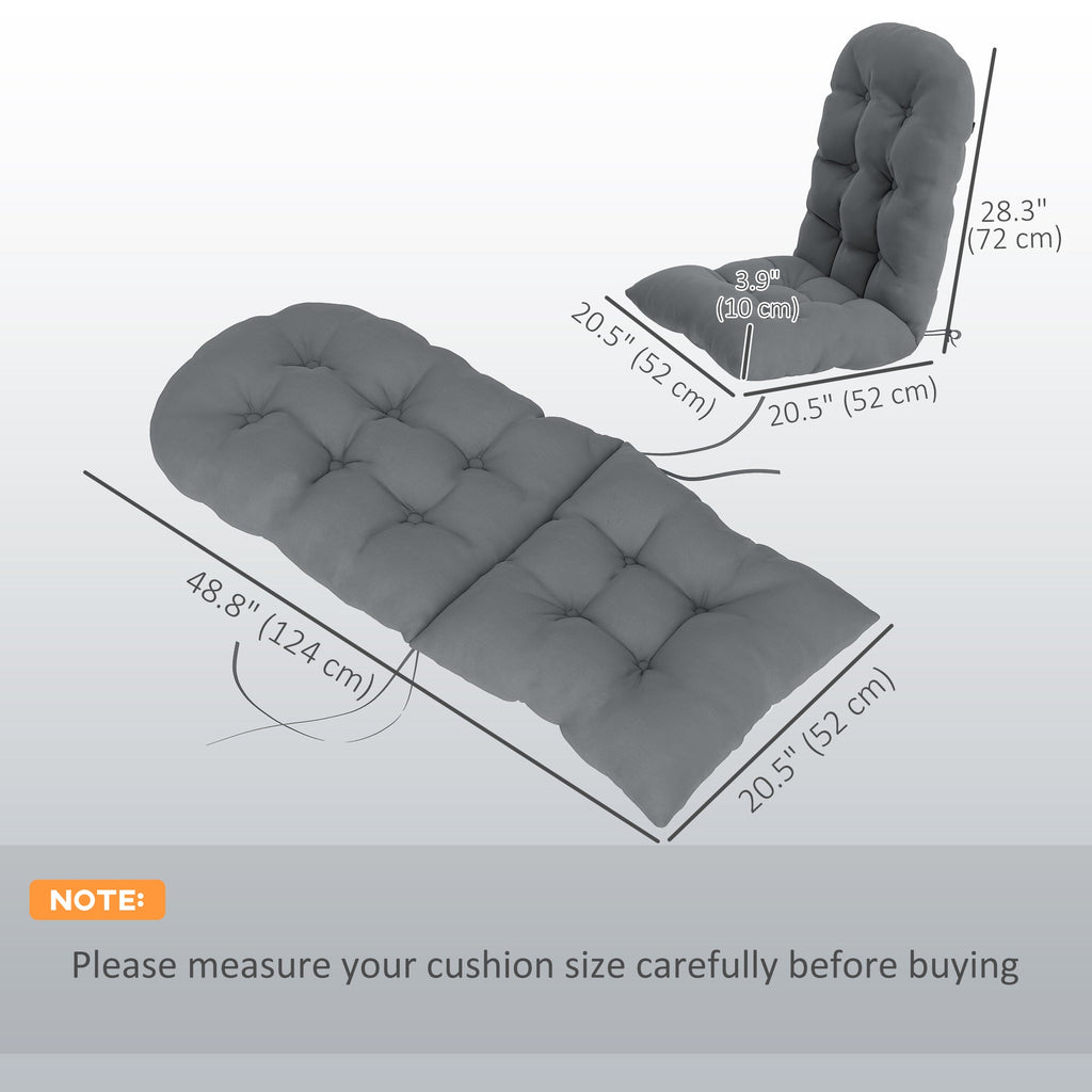 Set of 2 Tufted High Back Adirondack Chair Cushions with Ties, Non-Slip Grey