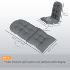 Set of 2 Tufted High Back Adirondack Chair Cushions with Ties, Non-Slip Grey