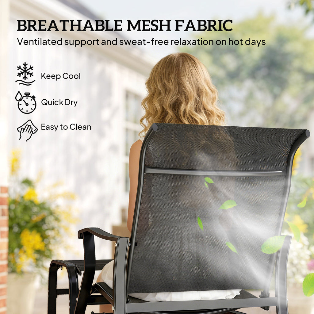 2-Piece Outdoor Glider Chair with Ottoman and All-Weather Breathable Mesh, Black