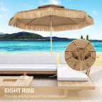 10FT Hula Thatched Tiki Patio Umbrella with 2-Tier Canopy, Natural