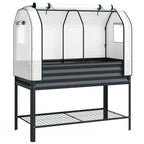 Galvanized Raised Garden Bed with Greenhouse Cover, Black