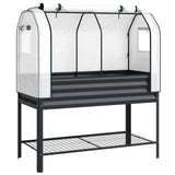 Galvanized Raised Garden Bed with Greenhouse Cover, Black