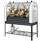 Galvanized Raised Garden Bed with Greenhouse Cover, Black