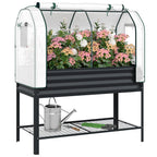 Galvanized Raised Garden Bed with Greenhouse Cover, Black