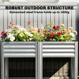 Galvanized Steel Raised Garden Bed with Legs and Storage Shelf, Silver