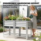 Galvanized Steel Raised Garden Bed with Legs and Storage Shelf, Silver