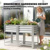 Galvanized Steel Raised Garden Bed with Legs and Storage Shelf, Silver