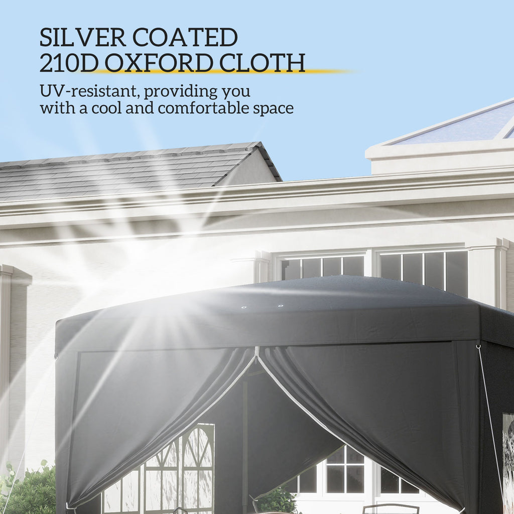 10' x 10' Pop-Up Party Tent Canopy with Carrying Bag for Outdoor Events, Black
