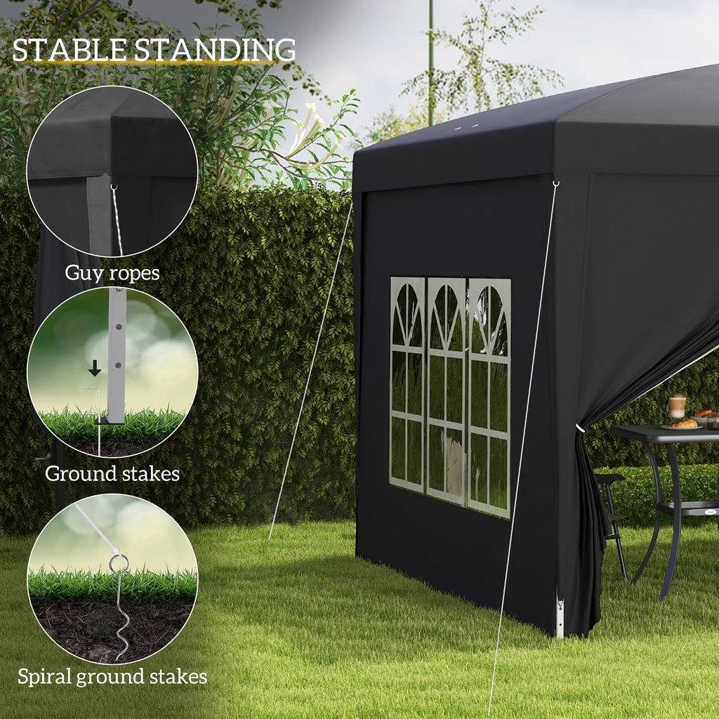 10' x 10' Pop-Up Party Tent Canopy with Carrying Bag for Outdoor Events, Black