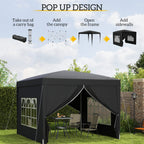 10' x 10' Pop-Up Party Tent Canopy with Carrying Bag for Outdoor Events, Black