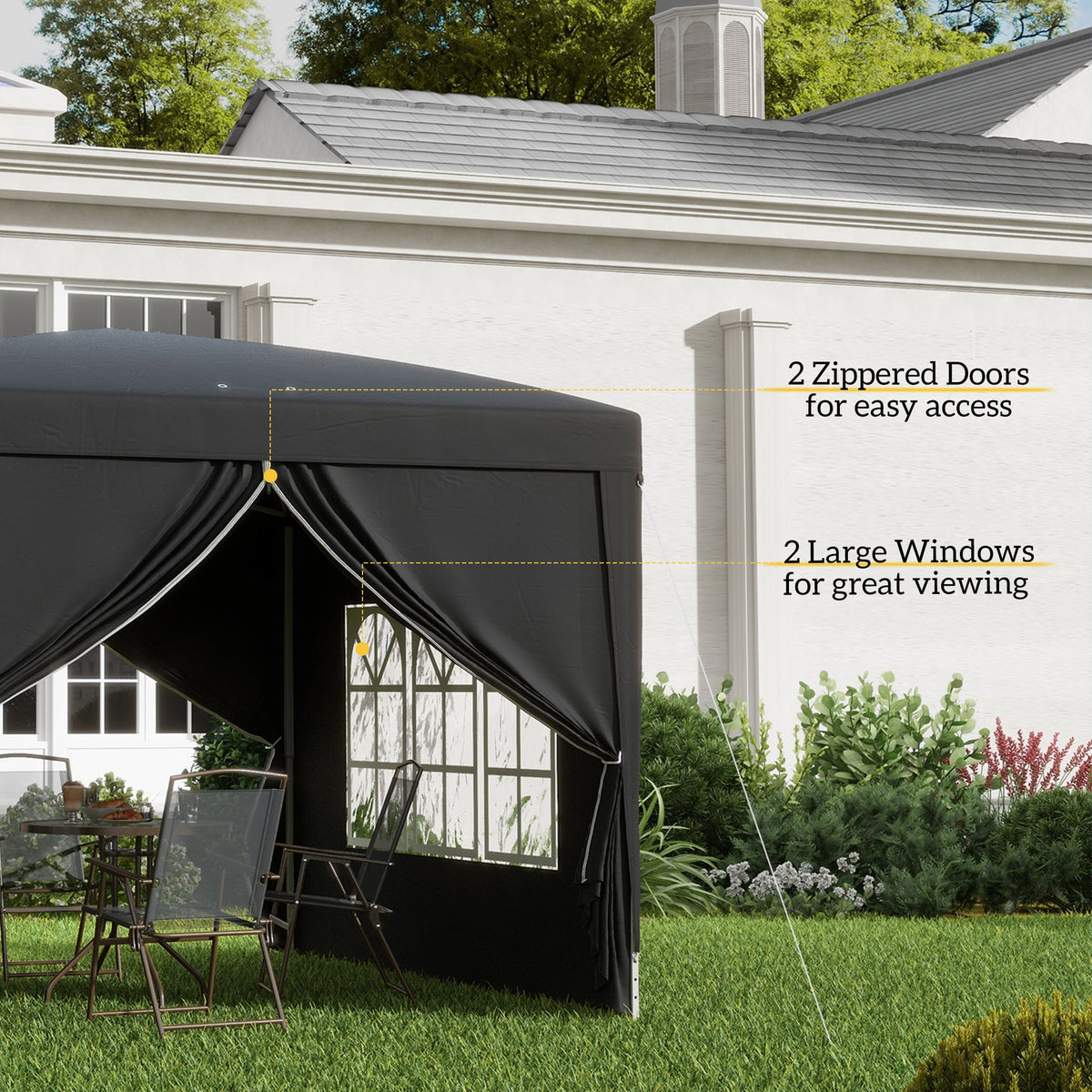 10' x 10' Pop-Up Party Tent Canopy with Carrying Bag for Outdoor Events, Black