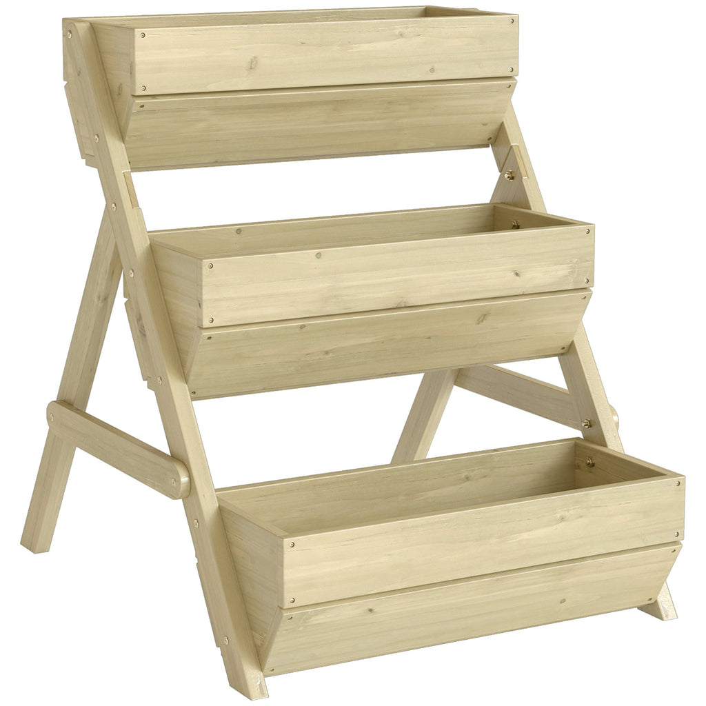 26" x 30" x 30" 3-Tier Wooden Raised Garden Bed, Light Green