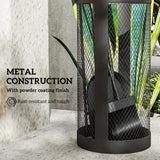 5-Piece Metal Fireplace Tool Set with Brush, Shovel, Poker, Tongs & Mesh Basket, Black
