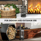 5-Piece Metal Fireplace Tool Set with Brush, Shovel, Poker, Tongs & Mesh Basket, Black