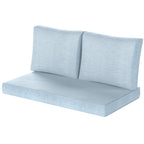 2 Seater Outdoor Seat Cushions with Backrest, Light Blue