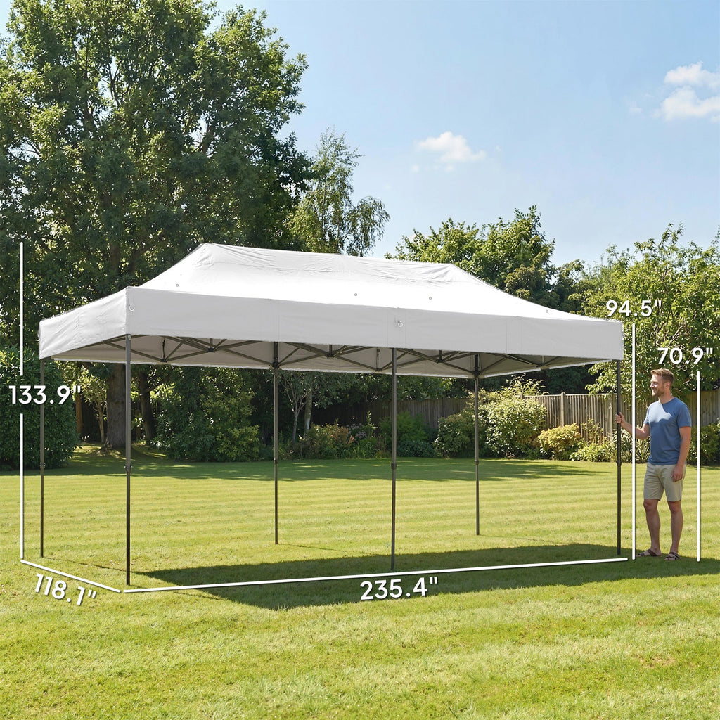 10' x 20' Pop Up Canopy Tent with Wheeled Carry Bag, White