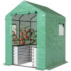 56" x 56" x 75" Raised Garden Bed Greenhouse with PE Cover, Green