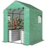 56" x 56" x 75" Raised Garden Bed Greenhouse with PE Cover, Green