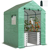 56" x 56" x 75" Raised Garden Bed Greenhouse with PE Cover, Green