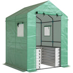 56" x 56" x 75" Raised Garden Bed Greenhouse with PE Cover, Green