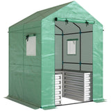 56" x 56" x 75" Raised Garden Bed Greenhouse with PE Cover, Green