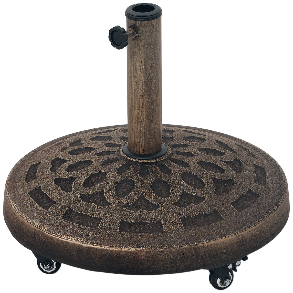 46 lbs Patio Umbrella Base with Wheels, Bronze