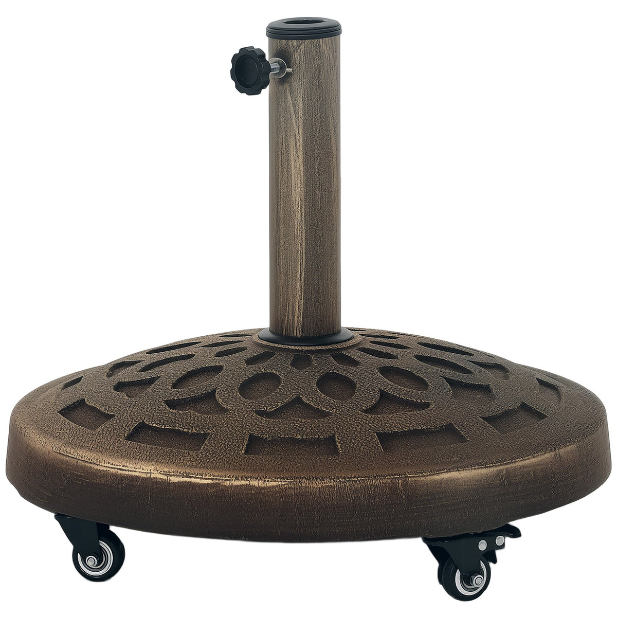 46 lbs Patio Umbrella Base with Wheels, Bronze