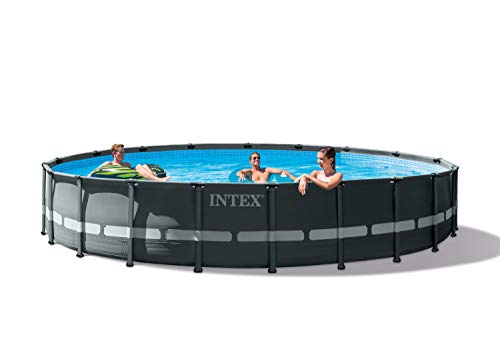 20ft x 48in Round Above Ground Swimming Pool Set, Gray
