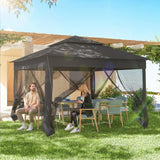 3 x 3 m Pop Up Gazebo with Double Roof, Netting & Carry Bag, Black