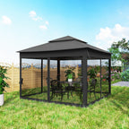 3 x 3 m Pop Up Gazebo with Double Roof, Netting & Carry Bag, Black