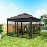 3 x 3 m Pop Up Gazebo with Double Roof, Netting & Carry Bag, Black