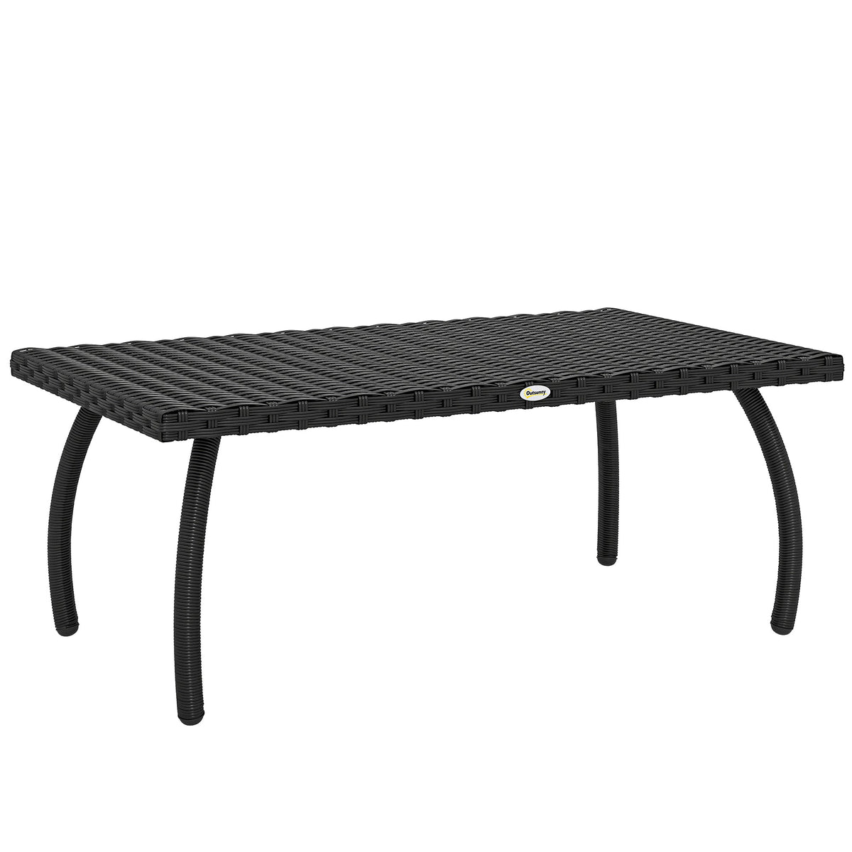 Rattan Garden Coffee Table with All-Weather PE Wicker, Black