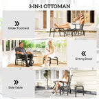 2-Piece Outdoor Glider Chair with Ottoman and All-Weather Breathable Mesh, Gray