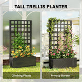 24" x 9" x 44.5" Raised Garden Bed with Trellis and Drainage, Black