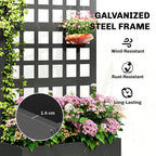 24" x 9" x 44.5" Raised Garden Bed with Trellis and Drainage, Black