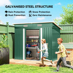 7' x 4' Outdoor Storage Shed with Lockable Double Doors, Green