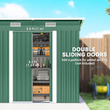 7' x 4' Outdoor Storage Shed with Lockable Double Doors, Green