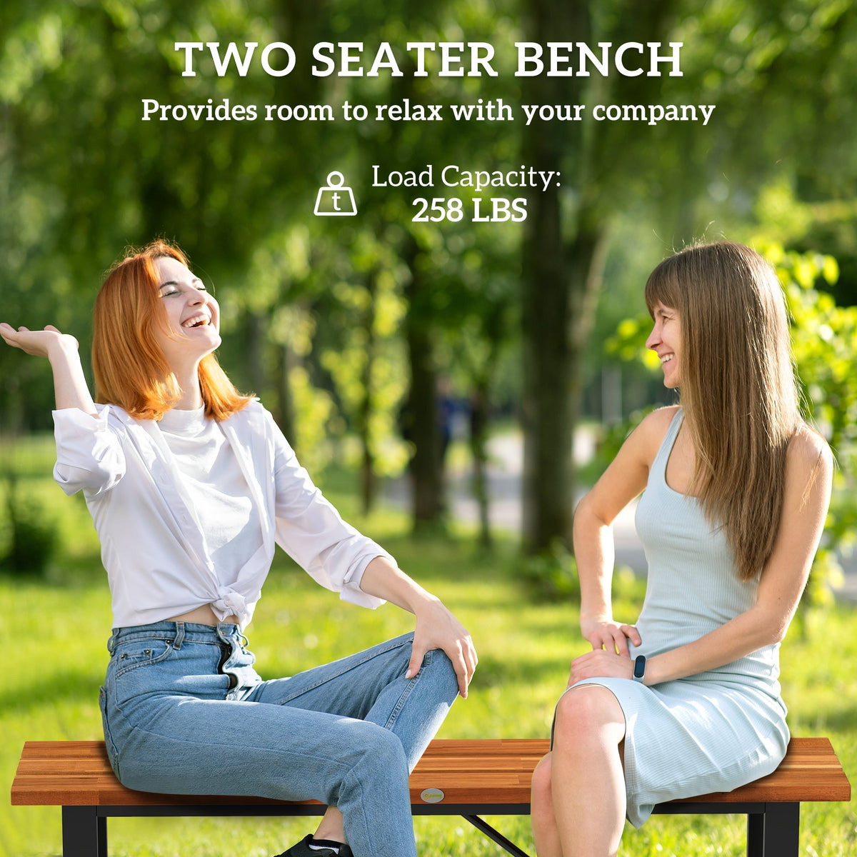 47" 2-Person Acacia Wood Outdoor Bench, Teak