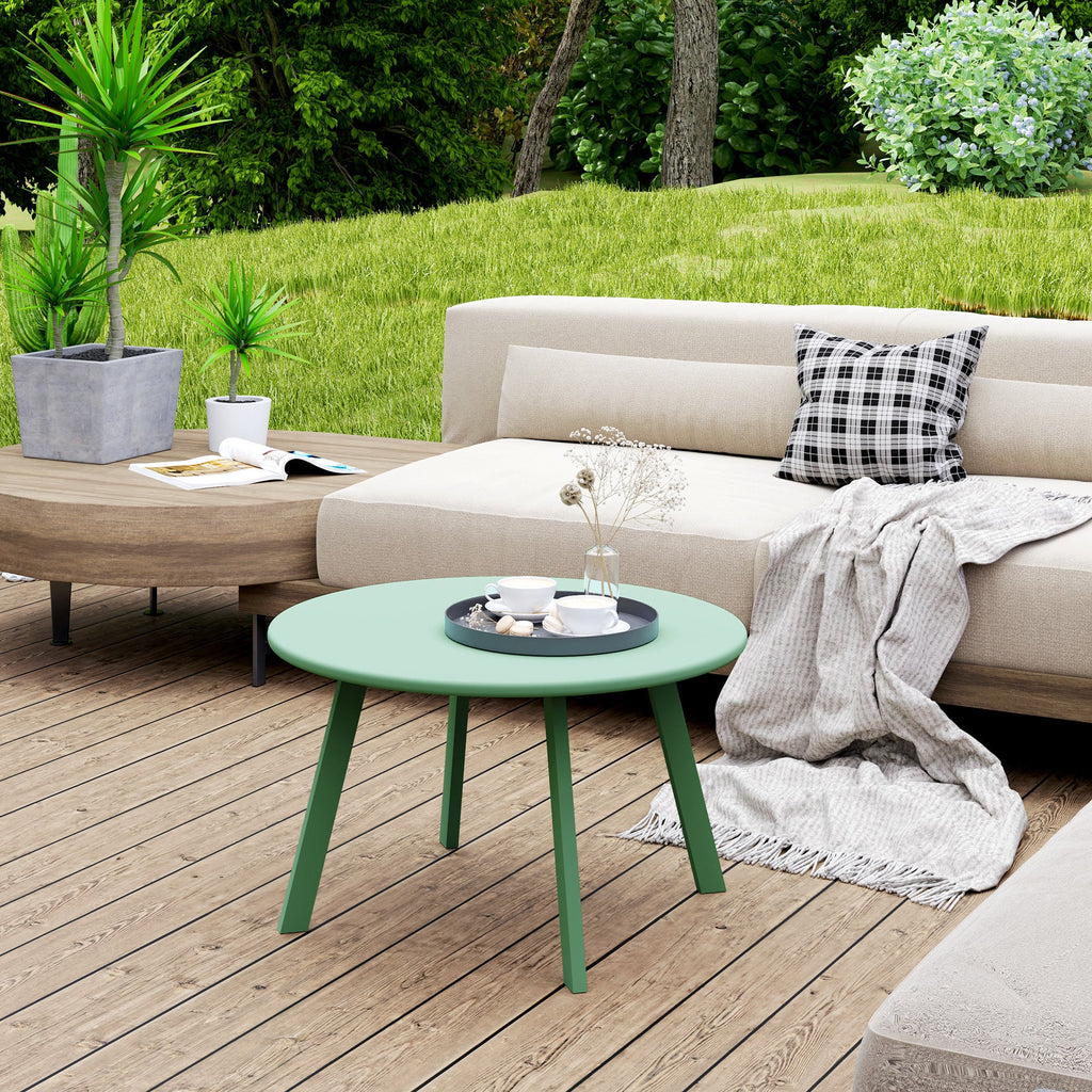 36" Round Patio Coffee Table with Metal Frame, Green