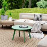 36" Round Patio Coffee Table with Metal Frame, Green