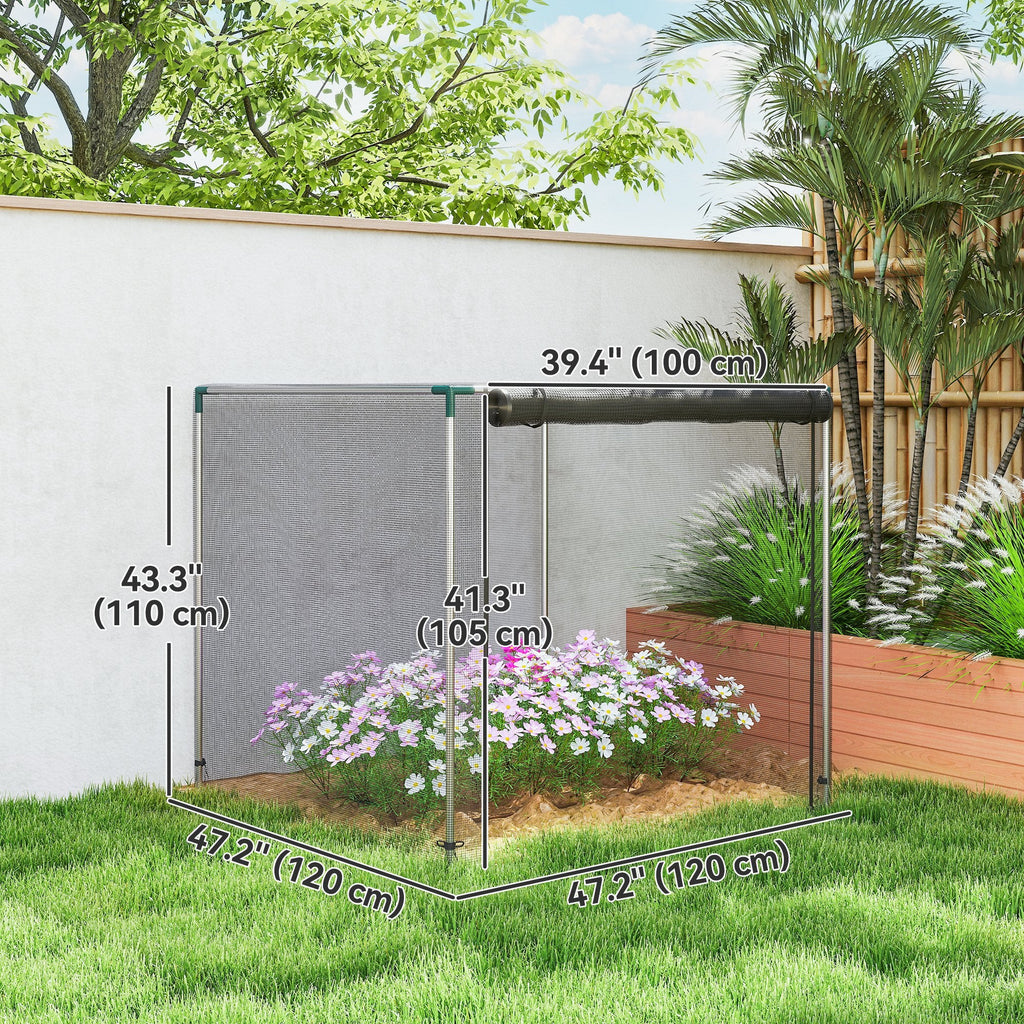 4' x 4' Crop Cage with Zippered Door and Steel Frame, Black