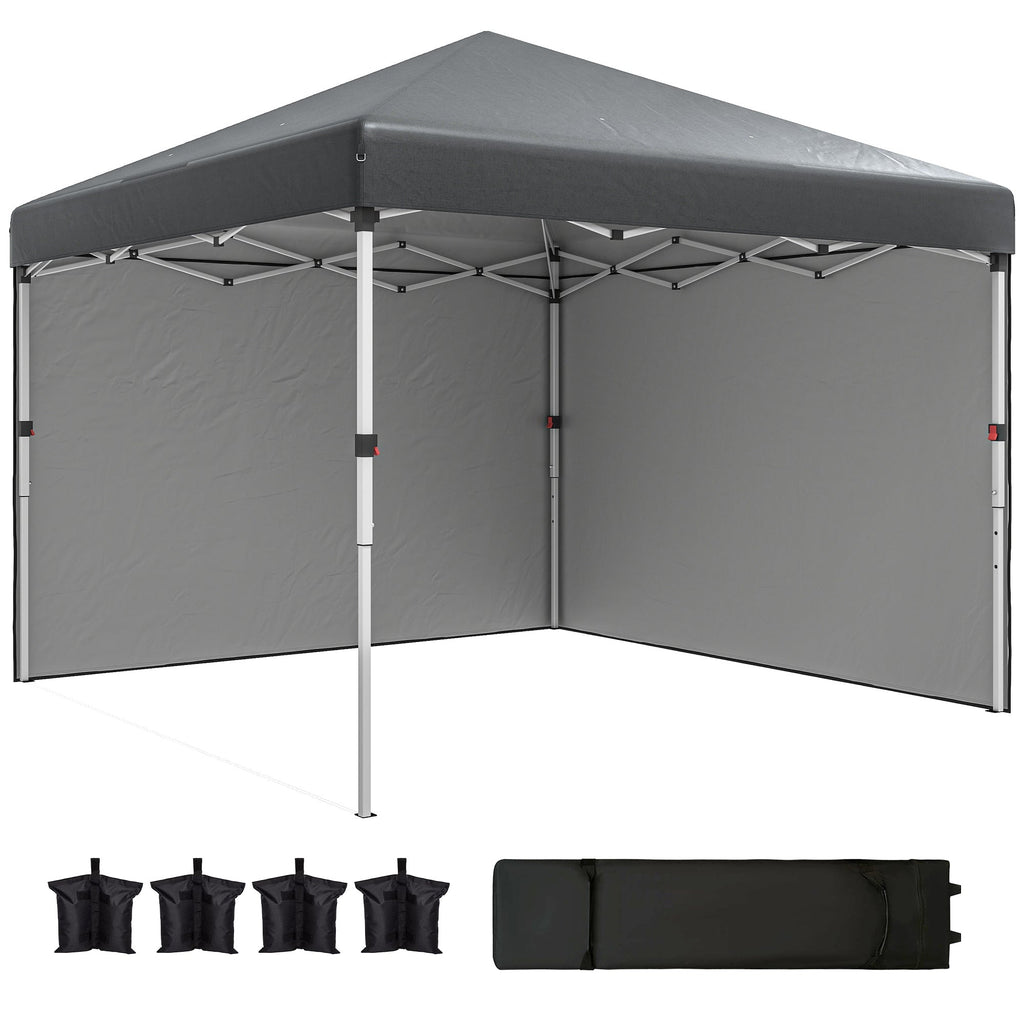 10' x 10' Pop Up Canopy Tent with Sidewalls and Roller Bag, Dark Grey