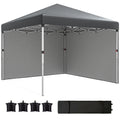 10' x 10' Pop Up Canopy Tent with Sidewalls and Roller Bag, Dark Grey