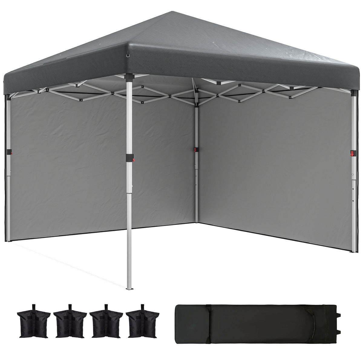 10' x 10' Pop Up Canopy Tent with Sidewalls and Roller Bag, Dark Grey