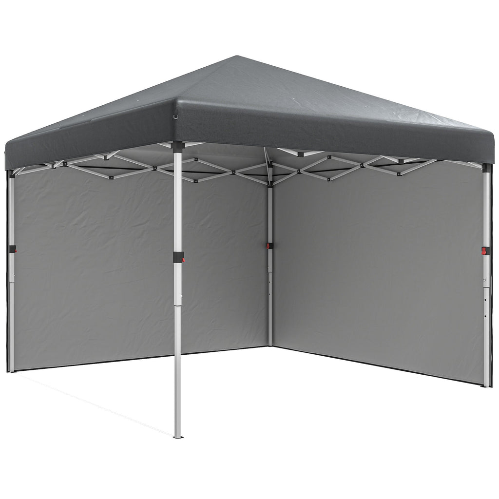 10' x 10' Pop Up Canopy Tent with Sidewalls and Roller Bag, Dark Grey