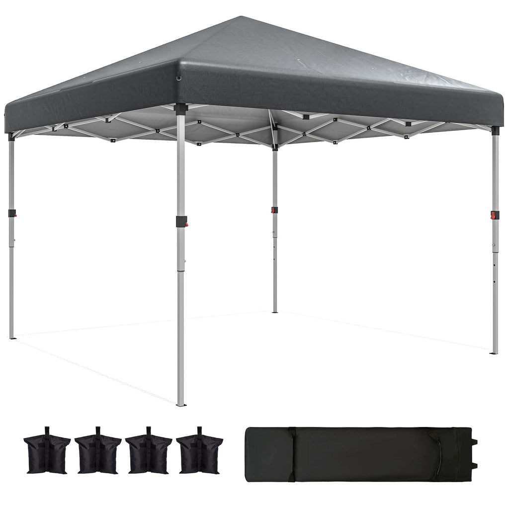 10' x 10' Pop Up Canopy Tent with Sidewalls and Roller Bag, Dark Grey